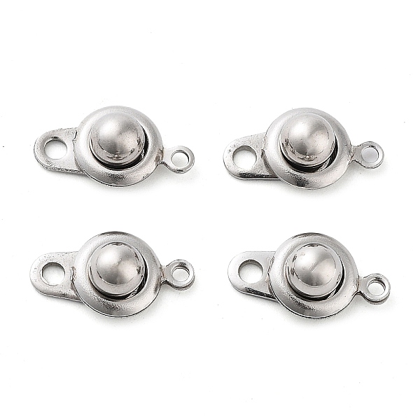 

PandaHall 201 Stainless Steel Snap Clasps, Stainless Steel Color, 14.5x8x5.5mm, Hole: 1.5mm 201 Stainless Steel