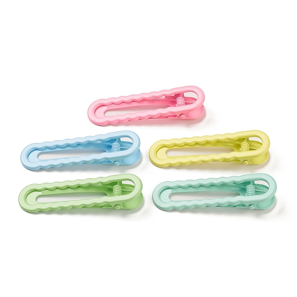 

PandaHall Spray Painted Iron Alligator Hair Clips for Girls, Mixed Color, 59.5x18x12mm Iron Oval Multicolor