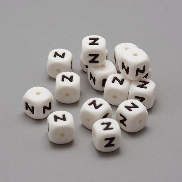 

PandaHall Food Grade Eco-Friendly Silicone Beads, Chewing Beads For Teethers, DIY Nursing Necklaces Making, Letter Style, Cube, Letter.Z..., White