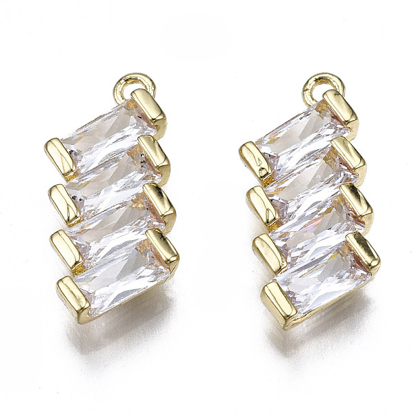 

PandaHall Brass Inlaid Clear Cubic Zirconia Pendants, Rectangle, Golden, 19x8x2.5mm, Hole: 1.2mm Brass+Cubic Zirconia Rectangle Clear
