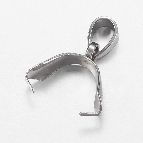 

PandaHall 201 Stainless Steel Ice Pick Pinch Bails, Stainless Steel Color, 13x11~14x4.7~5mm, Hole: 3.5x6mm, Inner: 9x13mm, Pin: 0.3x0.6mm...