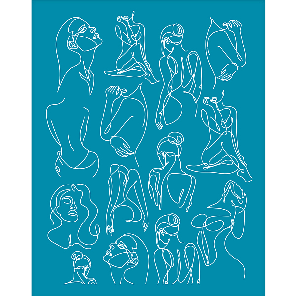 

PandaHall OLYCRAFT 4x5 Inch Abstract Woman Clay Stencils Abstract Lines Woman Poses Bust Silk Stencil Non-Adhesive Silk Screen Stencil..., Cyan
