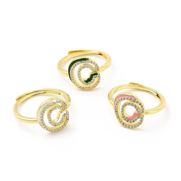

PandaHall Mixed Color Enamel Initial Letter Adjustable Ring with Clear Cubic Zirconia, Real 18K Gold Plated Brass Jewelry for Women, Cadmium..., Multicolor