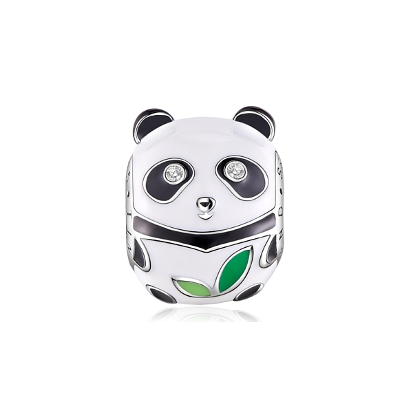 

PandaHall TINYSAND Rhodium Plated 925 Sterling Silver Enamel European Beads, Panda Bead Charms, Platinum, 12.45x11.18x10.16mm, Hole: 4.32mm..., White