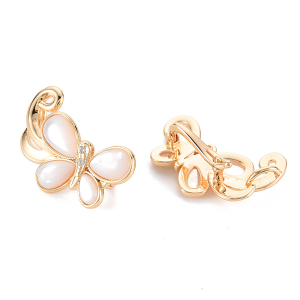 

PandaHall Brass Micro Pave Clear Cubic Zirconia Twister Clasp, with Shell, Nickel Free, Butterfly, Real 18K Gold Plated, 16.5x27x8.5mm, Hole...