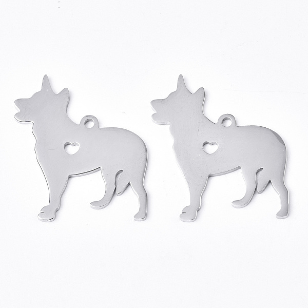 

PandaHall 304 Stainless Steel Pendants, Silhouette Charms, Laser Cut, Dog, Stainless Steel Color, 33x29x1.5mm, Hole: 2mm 304 Stainless Steel...