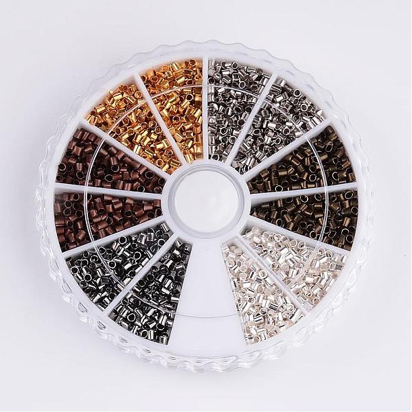 

PandaHall 1 Box Brass Crimp Beads, Tube, Mixed Color, 1.5x1.5mm, Hole: 1mm, about 275pcs/compartment, 3300pcs/box Brass Tube