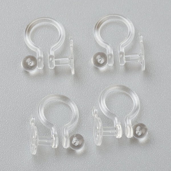 

PandaHall Plastic Clip-on Earring Findings, for Non-pierced Ears, Clear, 12x10x1.2mm, Hole: 0.7mm Plastic Clear