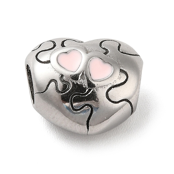 

PandaHall 304 Stainless Steel Enamel European Beads, Large Hole Beads, Puzzle Heart, Antique Silver, 10.5x12.5x8mm, Hole: 4mm 304 Stainless...