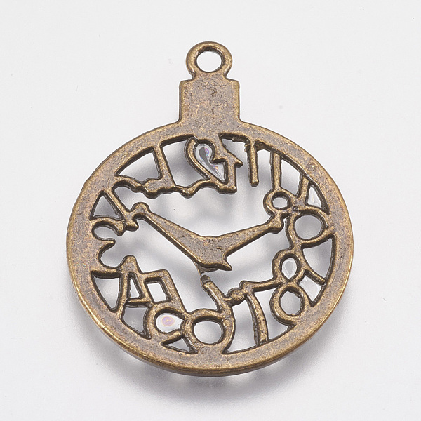 

PandaHall Tibetan Style Alloy Pendants Rhinestone Settings, Clock, Lead Free & Cadmium Free & Nickel Free, Antique Bronze, 39x30x2mm, Hole...