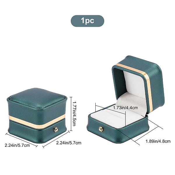 

PandaHall GORGECRAFT Gorgeous Ring Box with Golden Border Square Leather Ring Gift Boxes with Velvet Inside for Engagement Proposal Wedding...