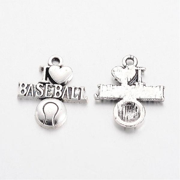 

PandaHall Tibetan Style Alloy Message Pendants, Sports Charms, Phrase I Love Baseball, Cadmium Free & Lead Free, Antique Silver...