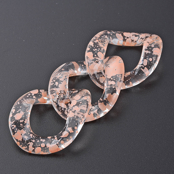 

PandaHall Transparent Acrylic Linking Rings, Quick Link Connectors, for Curb Chains Making, Twist Oval, Light Salmon, 40x33x10mm, Inner...