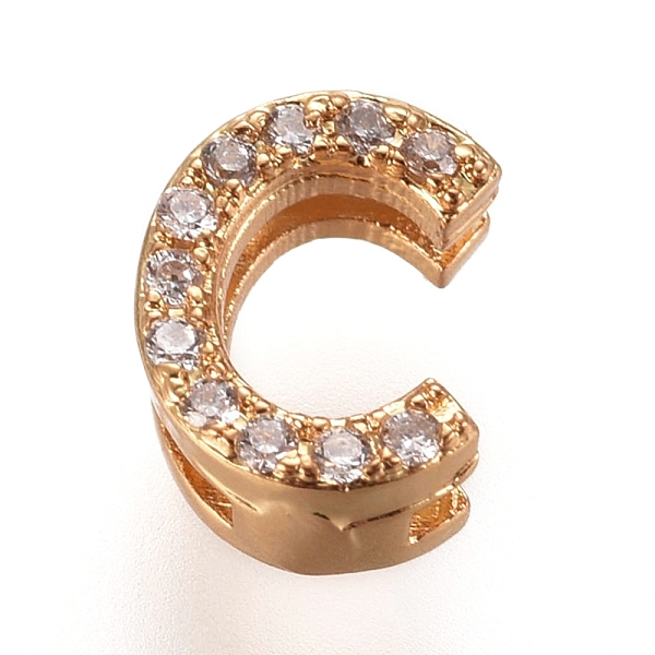 Golden Plated Brass Micro Pave Cubic Zirconia Slide Charms