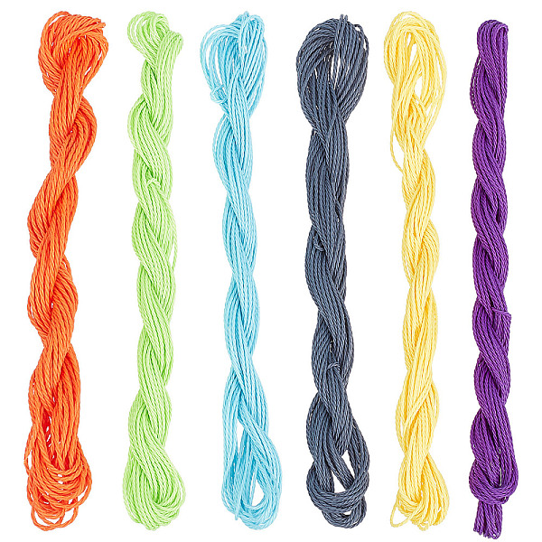 

PandaHall SUNNYCLUE 6 Rolls 6 Colors Round Waxed Polyester Cord, Taiwan Waxed Cord, Twisted Cord, Mixed Color, 1mm, about 9.79~9.84 yards..., Multicolor