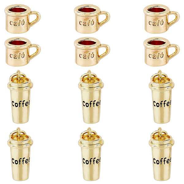 

PandaHall DICOSMETIC 12Pcs 2 Styles Cup Pendants Mini Coffee Cup Charms Word Coffee Pendants Golden 3D Coffee Cup Charms 18K Gold Plated...