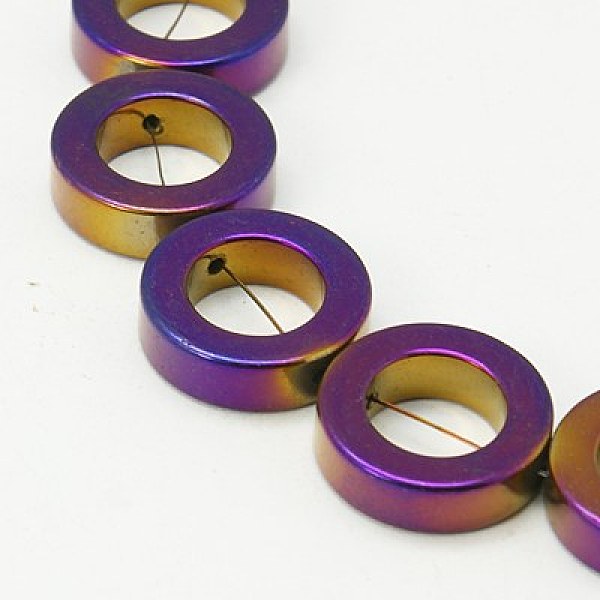 

PandaHall Non-magnetic Synthetic Hematite Beads Strands, Donut, Purple Plated, 14x4mm, Hole: 1mm, about 29pcs/strand, 16 inch Non-magnetic...