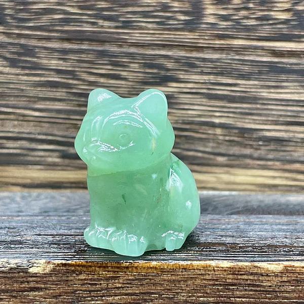 

PandaHall Natural Green Aventurine Carved Healing Cat Figurines, Reiki Energy Stone Display Decorations, 40mm Green Aventurine Cat Shape