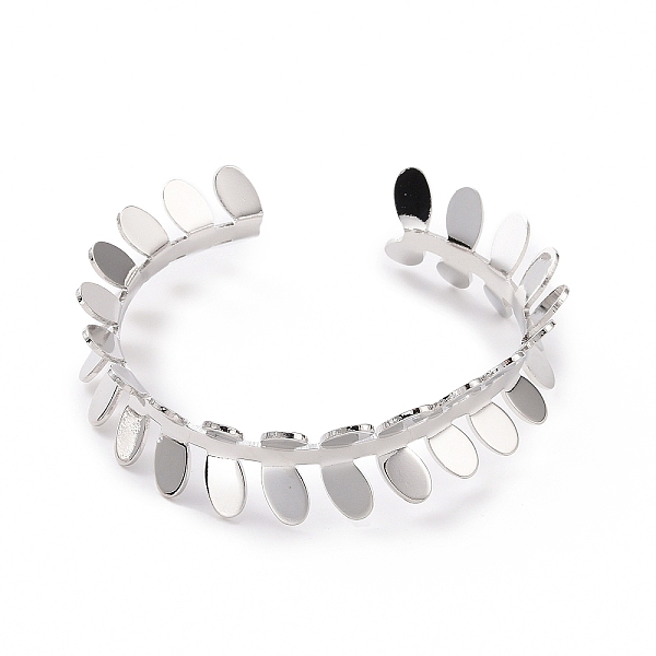 

PandaHall Brass Leafy Branch Open Cuff Bangle for Women, Platinum, Inner Diameter: 2-1/8 inch(5.5cm) Brass