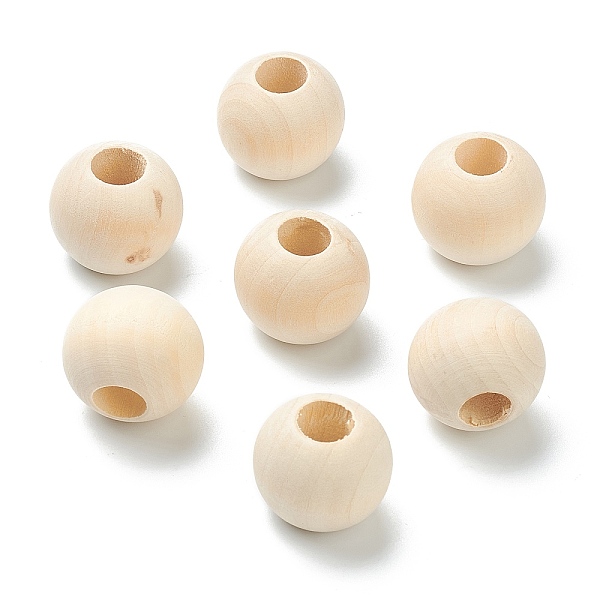 

PandaHall Natural Unfinished Wood Beads, Macrame Beads, Round Wooden Large Hole Beads, Antique White, 24x20.5mm, Hole: 10mm, about...