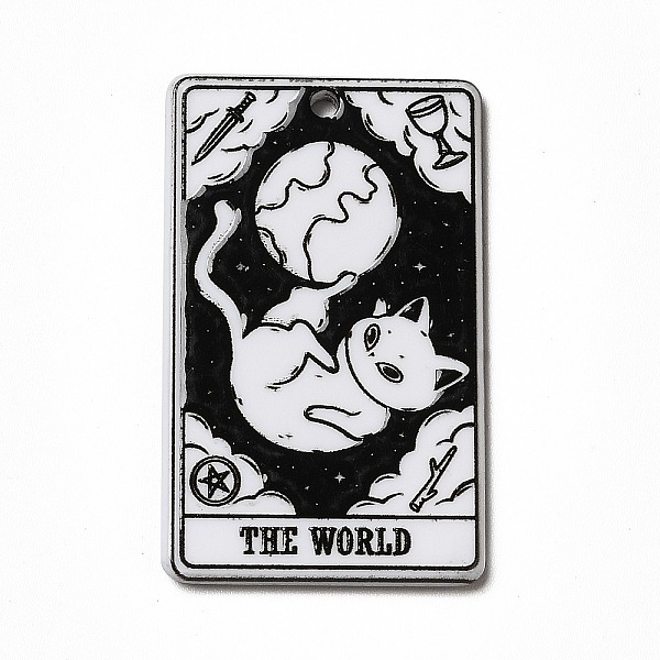 

PandaHall Tarot Theme Printed Acrylic Pendants, Rectangle with Cat Pattern Charms, The World XXI, 39x24x2.5mm, Hole: 1.8mm Acrylic Tarot..., Black