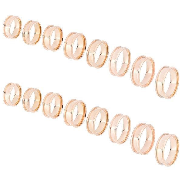 

PandaHall UNICRAFTALE 16pcs Rose Gold Blank Core Ring 8 Sizes Stainless Steel Finger Ring for Inlay Round Grooved Empty Ring Blanks with...