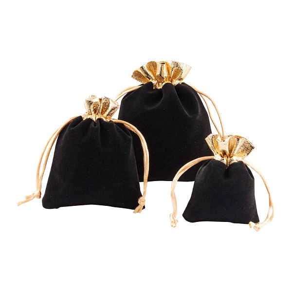 

PandaHall 30Pcs 3 Style Rectangle Velvet Jewelry Bag, Black, 9~14x7~11cm, 10pcs/style Velvet Black