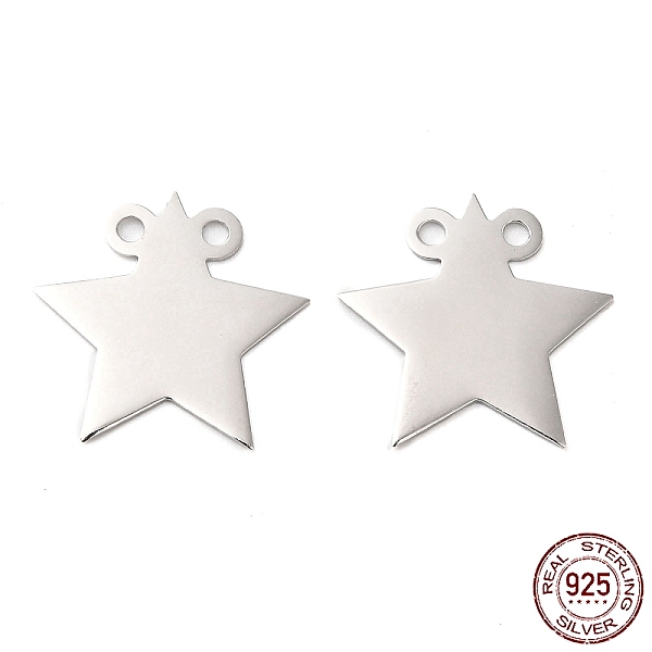 

PandaHall Rhodium Plated 925 Sterling Silver 2-Loop Pendants, Stamping Blank Tags, Star Charm, Real Platinum Plated, 15x15.5x0.5mm, Hole...