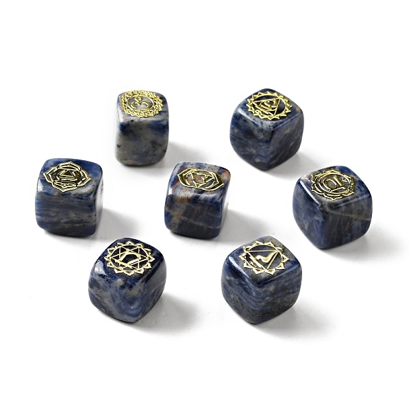 

PandaHall 7Pcs 7 Styles Natural Sodalite Beads, with Long-Lasting Plated Golden Tone Brass Chakra Pattern Slices, Lead Free & Cadmium Free...