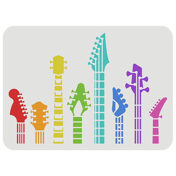 PandaHall FINGERINSPIRE Guitar Neck Stencil 29.7x21cm Reusable Various Guitar Neck Pattern Drawing Stencil Guitar Painting Template Music...