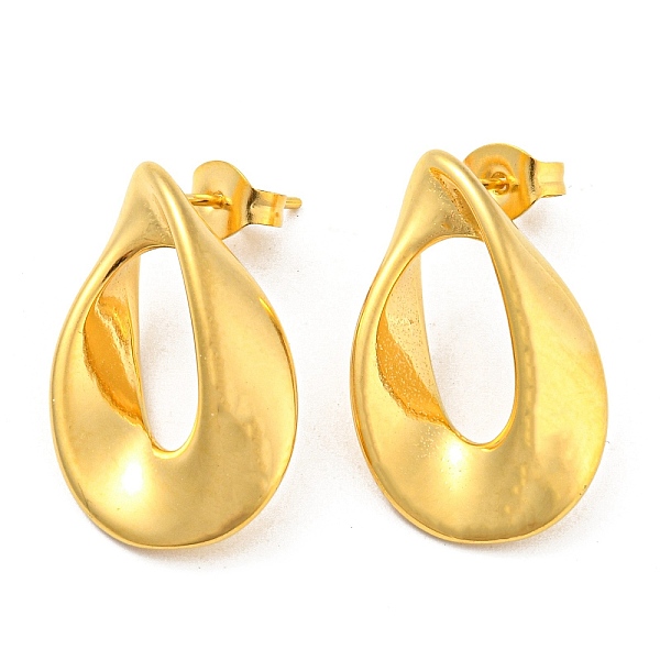 

PandaHall Ion Plating(IP) 304 Stainless Steel Stud Earring, Twist Teardrop, Golden, 22x14mm 304 Stainless Steel Teardrop