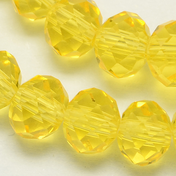 

PandaHall Handmade Imitate Austrian Crystal Faceted Rondelle Glass Beads, Yellow, 12x8mm, Hole: 1mm, about 72pcs/strand Glass Rondelle...