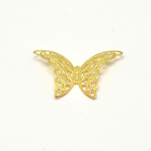 

PandaHall Brass Filigree Joiner, Butterfly, Golden, 39x26x3.5mm Brass Butterfly