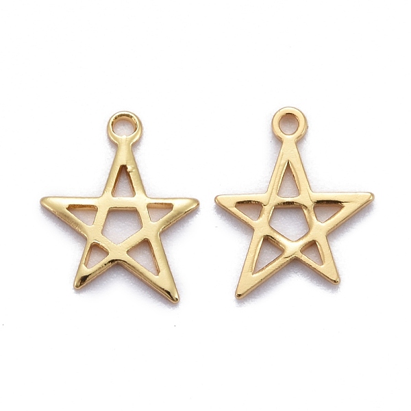 

PandaHall Brass Pendants, Long-Lasting Plated, Star, Real 18K Gold Plated, 14x13x1mm, Hole: 1.2mm Brass Star