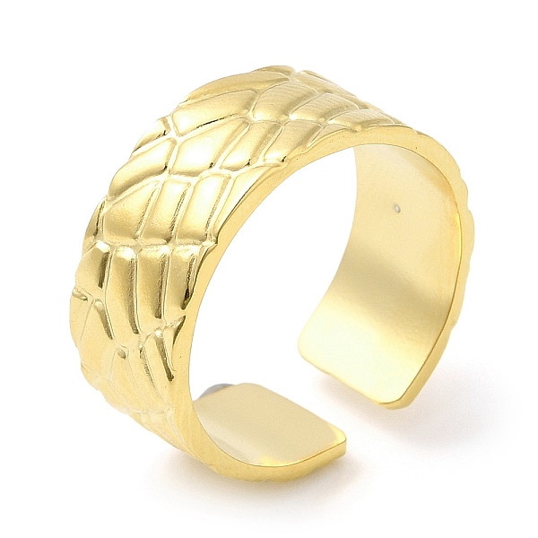 

PandaHall 304 Stainless Steel Textured Open Cuff Ring for Women, Real 14K Gold Plated, Inner Diameter: 17mm 304 Stainless Steel