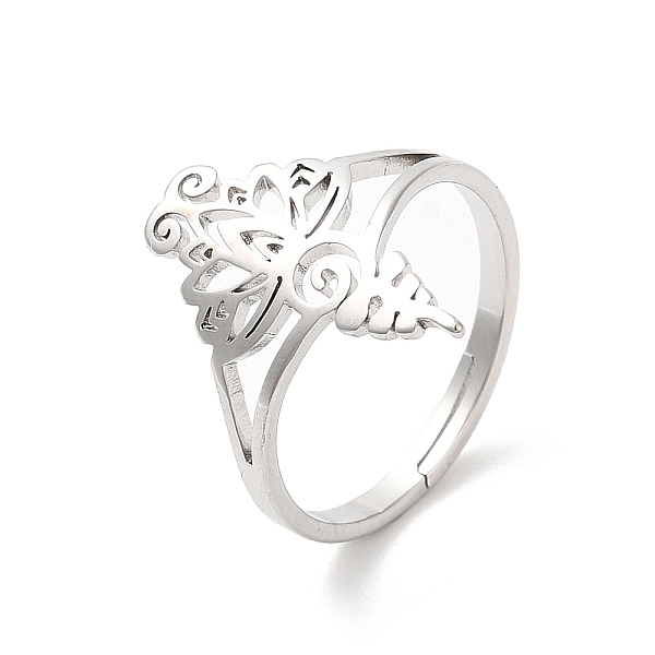 

PandaHall 304 Stainless Steel Finger Rings, Hollow Flower Adjustable Ring for Women, Stainless Steel Color, Inner Diameter: 16.5mm 304...