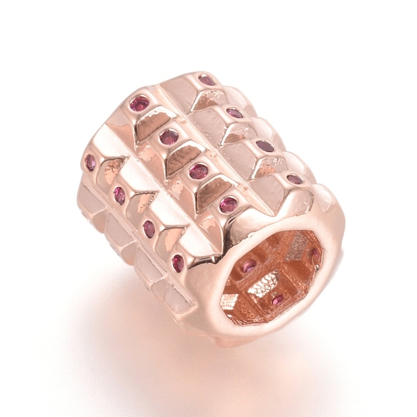 

PandaHall Brass Micro Pave Cubic Zirconia Beads, Column, Fuchsia, Rose Gold, 10.5x9mm, Hole: 5.5mm Brass+Cubic Zirconia Column Pink