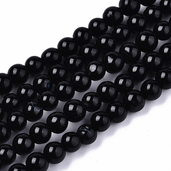

PandaHall Natural Black Onyx Beads Strands, Dyed & Heated,Round, 4mm, Hole: 0.5mm, about 96~98pcs/strand, 14.96 inch(38cm) Black Onyx Round