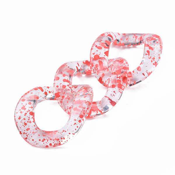 

PandaHall Transparent Acrylic Linking Rings, Quick Link Connectors, for Curb Chains Making, Twist Oval, Salmon, 40x33x10mm, Inner Diameter..., Red