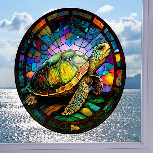 

PandaHall Stained Acrylic Window Planel with Chain, for Window Suncatcher Home Hanging Ornaments, Tortoise, 200x200mm Acrylic Tortoise