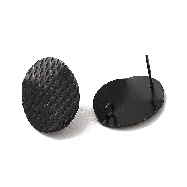 

PandaHall 304 Stainless Steel Stud Earrings Findings, with Vertical Loop, Textured Oval, Electrophoresis Black, 20x16mm, Hole: 2.5mm, Pin...