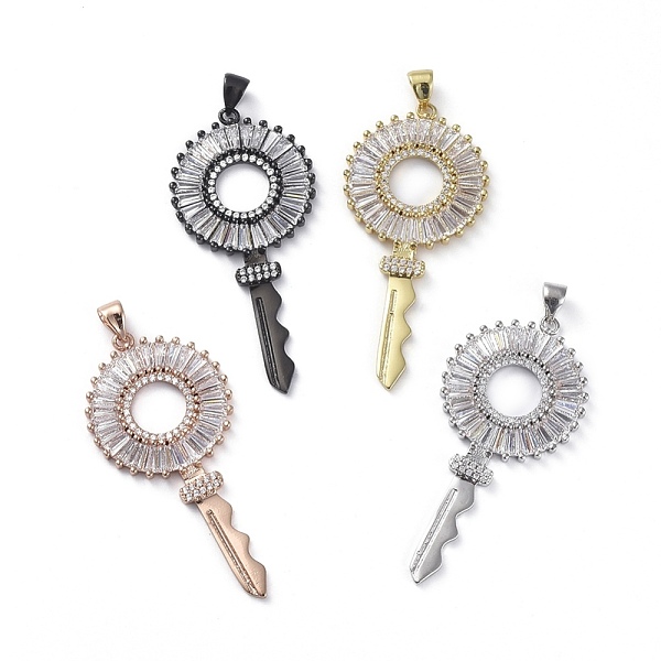 

PandaHall Brass Micro Pave Cubic Zirconia Pendants, Key, Clear, Mixed Color, 45x21.5x2mm, Hole: 4x4mm Brass+Cubic Zirconia Key Clear