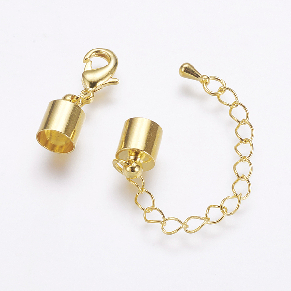 

PandaHall Long-Lasting Plated Brass Chain Extender, with Cord Ends and Lobster Claw Clasps, Real 18K Gold Plated, 34mm, Cord End: 10x7mm...