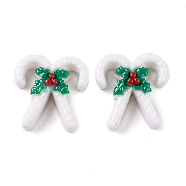 

PandaHall Christmas Decorations Theme Opaque Resin Decoden Cabochons, Candy Cane, 24x23x9mm Resin Candy Cane Green