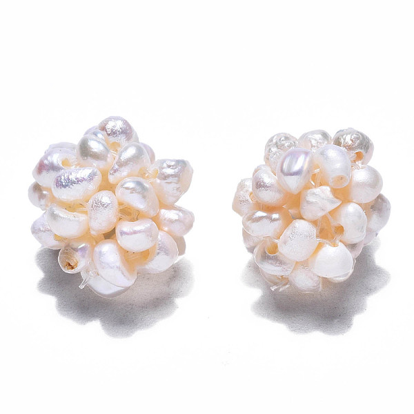 

PandaHall Round Natural Cultured Freshwater Pearl Beads, Handmade Ball Cluster Beads, Creamy White, 12~15mm, Hole: 1.2~1.8mm Pearl Round