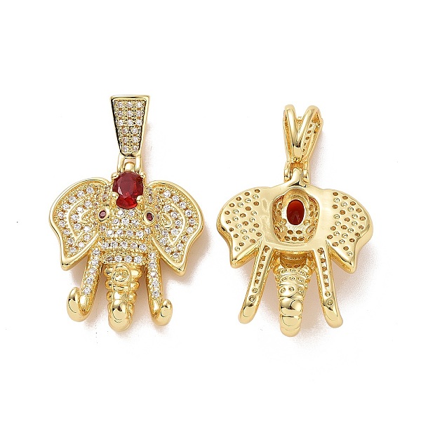 

PandaHall Brass Micro Pave Cubic Zirconia Pendants, Elephant Charms, Golden, Red, 30x24.5x10mm, Hole: 4x8mm Brass+Cubic Zirconia Elephant...