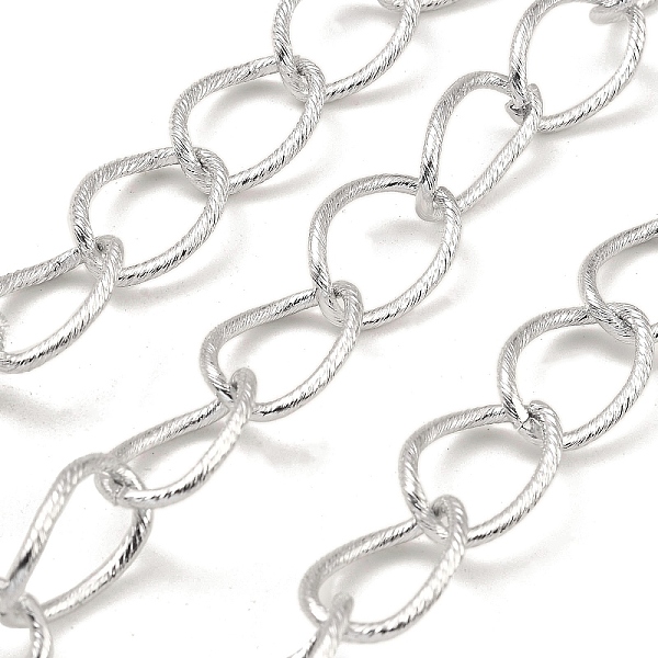 

PandaHall Aluminium Curb Chains, Texture, Unwelded, with Spool, Platinum, 21x14x2mm, about 49.21 Feet(15m)/Roll Aluminum