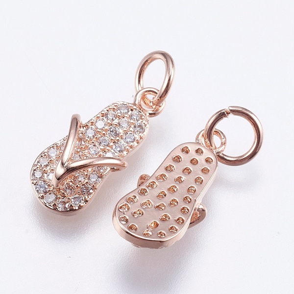 

PandaHall Brass Micro Pave Cubic Zirconia Pendants, Cadmium Free & Lead Free, Flip-Flops/Chancla, Real Rose Gold Plated, 15x6.5x4mm, Hole..., Clear