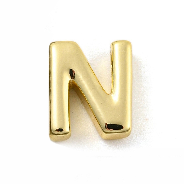 

PandaHall Brass Pendants, Real 18K Gold Plated, Letter N, 8.5x7x3mm, Hole: 1.2mm Brass Letter N