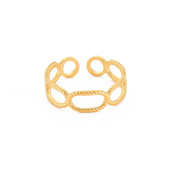 

PandaHall Ion Plating(IP) 304 Stainless Steel Open Oval Wrap Cuff Ring for Women, Nickel Free, Real 18K Gold Plated, US Size 6 3/4(17.1mm)...